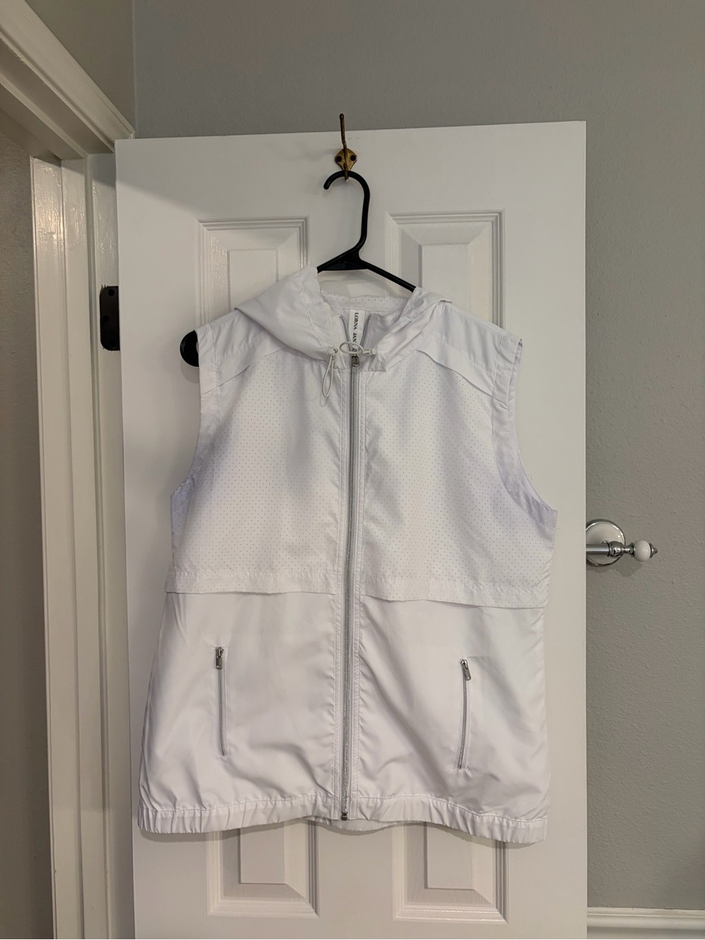 Lorna Jane Active White Hooded Zip Mesh Workout Vest Size XL Athleisure